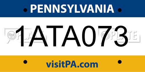 1ATA073 Pennsylvania License Plate