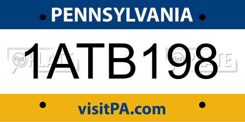 1ATB198 Pennsylvania License Plate