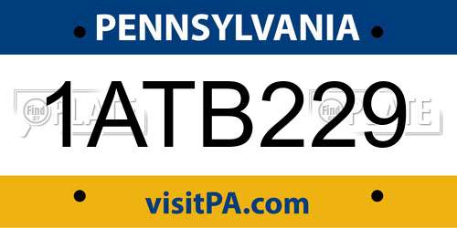 1ATB229 Pennsylvania License Plate