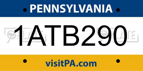 1ATB290 Pennsylvania License Plate
