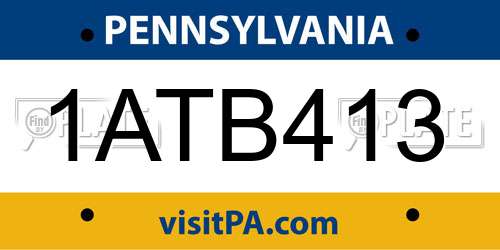 1ATB413 Pennsylvania License Plate
