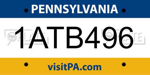 1ATB496 Pennsylvania License Plate