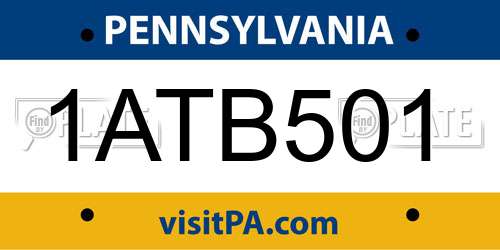 1ATB501 Pennsylvania License Plate
