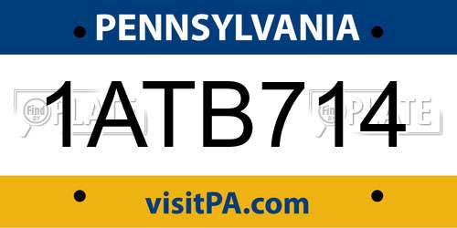 1ATB714 Pennsylvania License Plate