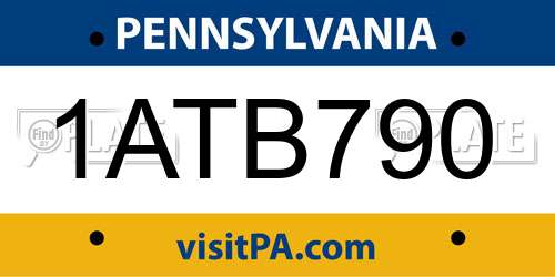 1ATB790 Pennsylvania License Plate