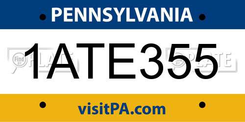 1ATE355 Pennsylvania License Plate