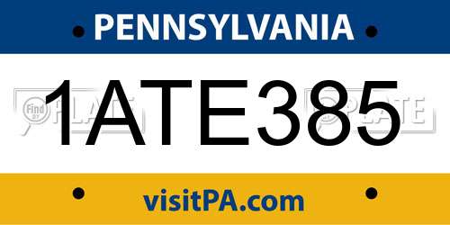 1ATE385 Pennsylvania License Plate