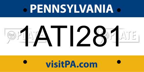 1ATI281 Pennsylvania License Plate