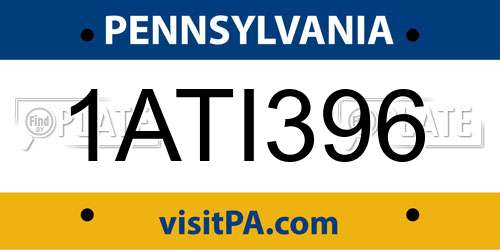 1ATI396 Pennsylvania License Plate