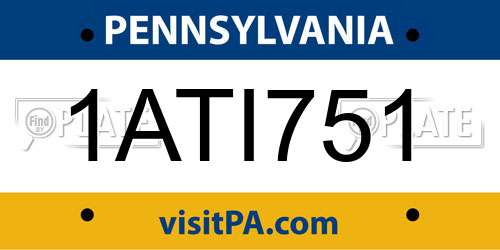 1ATI751 Pennsylvania License Plate