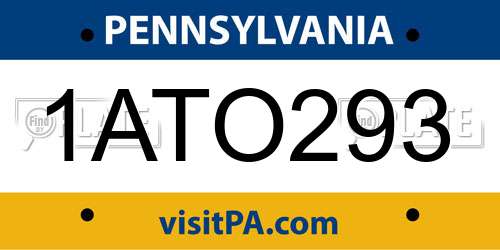 1ATO293 Pennsylvania License Plate