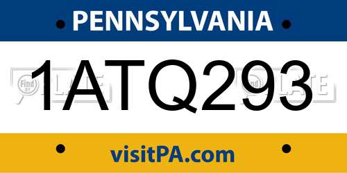 1ATQ293 Pennsylvania License Plate