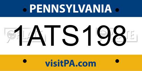 1ATS198 Pennsylvania License Plate
