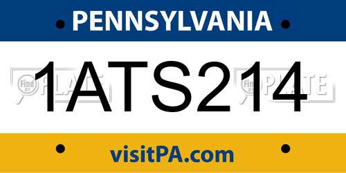 1ATS214 Pennsylvania License Plate