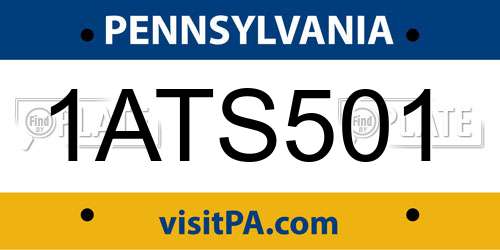 1ATS501 Pennsylvania License Plate