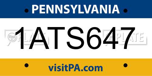 1ATS647 Pennsylvania License Plate