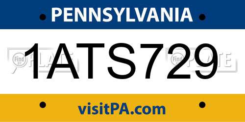 1ATS729 Pennsylvania License Plate