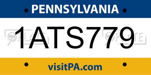 1ATS779 Pennsylvania License Plate