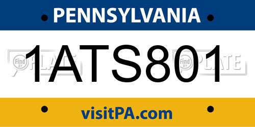 1ATS801 Pennsylvania License Plate