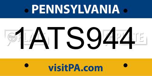 1ATS944 Pennsylvania License Plate