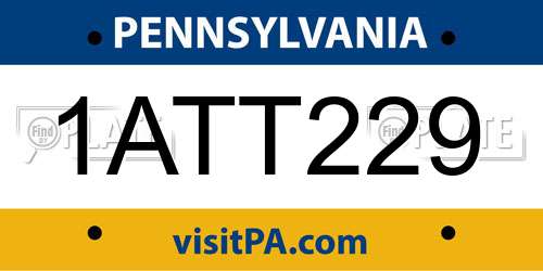 1ATT229 Pennsylvania License Plate