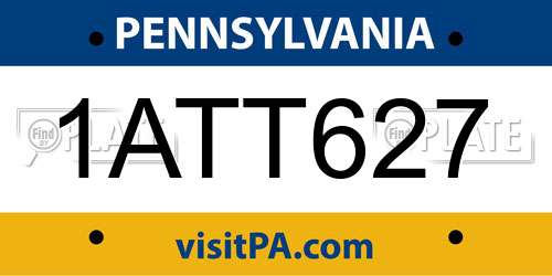 1ATT627 Pennsylvania License Plate