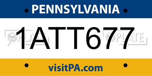 1ATT677 Pennsylvania License Plate