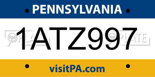 1ATZ997 Pennsylvania License Plate