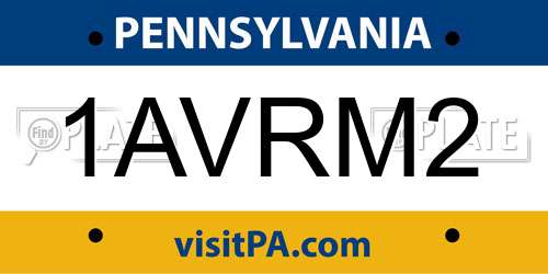 1AVRM2 Pennsylvania License Plate