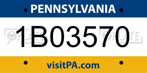 1B03570 Pennsylvania License Plate