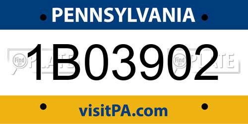1B03902 Pennsylvania License Plate