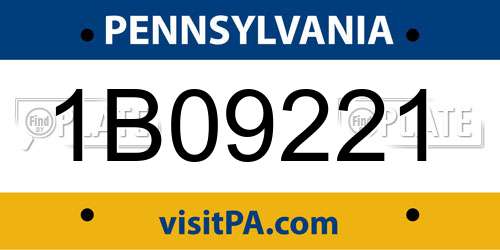 1B09221 Pennsylvania License Plate