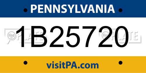 1B25720 Pennsylvania License Plate