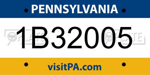1B32005 Pennsylvania License Plate