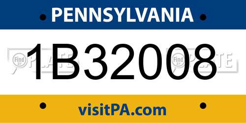 1B32008 Pennsylvania License Plate