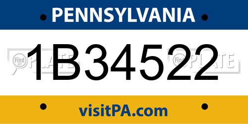 1B34522 Pennsylvania License Plate