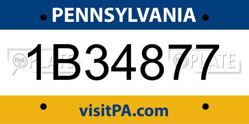 1B34877 Pennsylvania License Plate