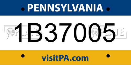 1B37005 Pennsylvania License Plate