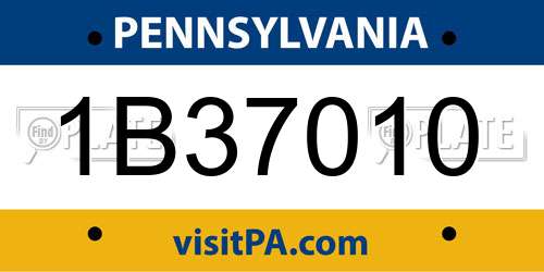 1B37010 Pennsylvania License Plate