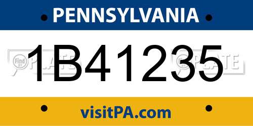 1B41235 Pennsylvania License Plate