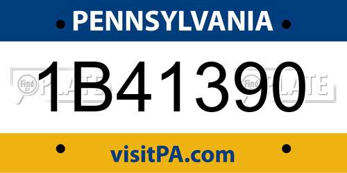 1B41390 Pennsylvania License Plate