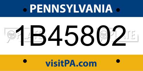 1B45802 Pennsylvania License Plate