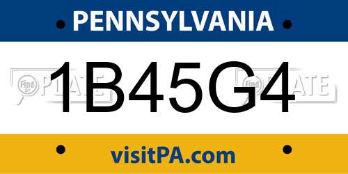 1B45G4 Pennsylvania License Plate