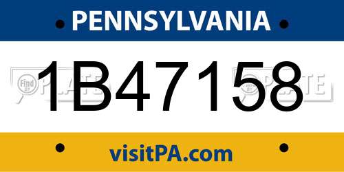 1B47158 Pennsylvania License Plate