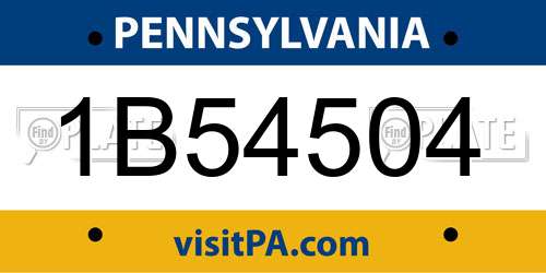 1B54504 Pennsylvania License Plate