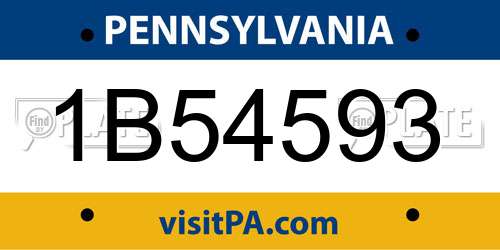 1B54593 Pennsylvania License Plate