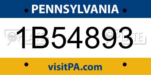 1B54893 Pennsylvania License Plate