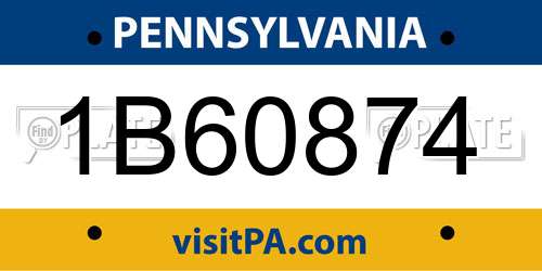 1B60874 Pennsylvania License Plate