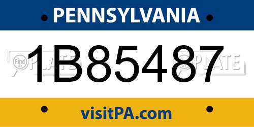 1B85487 Pennsylvania License Plate
