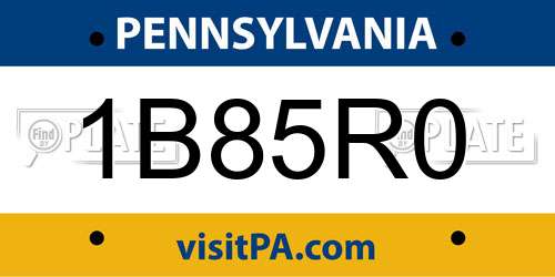 1B85R0 Pennsylvania License Plate